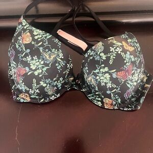 Victoria's Secret Black Bra with Colorful Floral Pattern